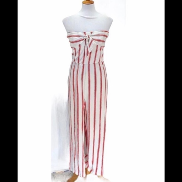 Love Tree Pants - Love Tree Strapless Striped Jumpsuit, Sz Medium
